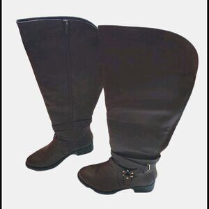 Torrid Brown Tall Buckle Boots Wide Calf Size 9W